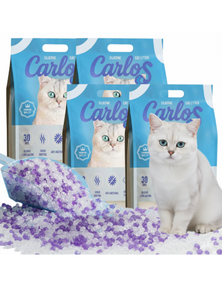 Bezzapachowy żwirek dla kota silikonowy Carlos 4x 3,8L 5905842537286