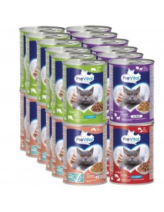 Duży zestaw mokrej karmy dla kota PreVital, 24 puszki mix smaków 5999566111815
