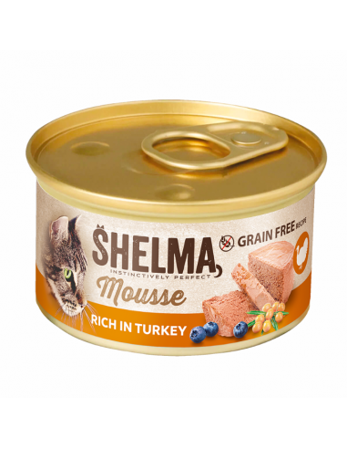 Mokra karma bezzbożowa dla dorosłych kotów z kurczakiem, wołowiną, indykiem i kaczką Shelma 4x85 g 8595606410633 3