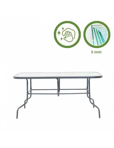 Zestaw mebli ogrodowych dla 6 osób: stół obiadowy szklany + 6x krzesło 5905842532496 7