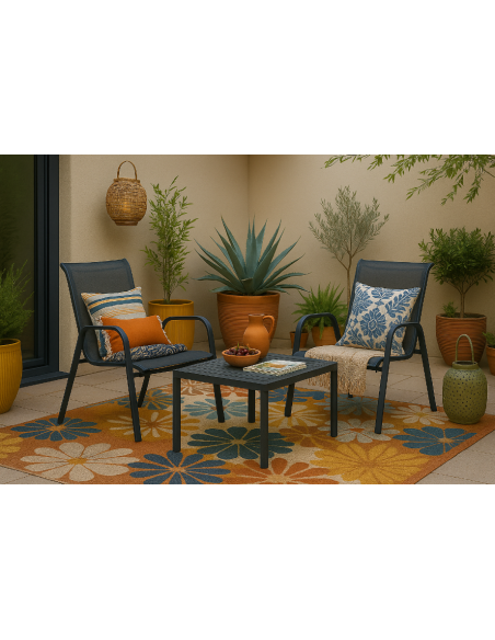 Zestaw mebli ogrodowych dla 6 osób: stół obiadowy szklany + 6x krzesło 5905842532496 9