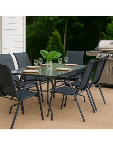 Stylowy zestaw mebli ogrodowych dla 6 osób: stół obiadowy + 6x składane krzesło Meven 5905842532533 8
