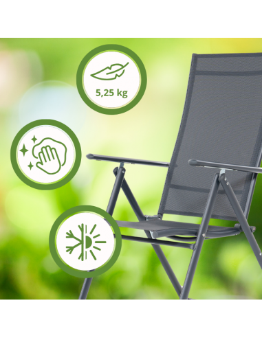 Wygodny zestaw mebli ogrodowych dla 4 osób: stół szklany + 4x fotel regulowany 5905842532526 10