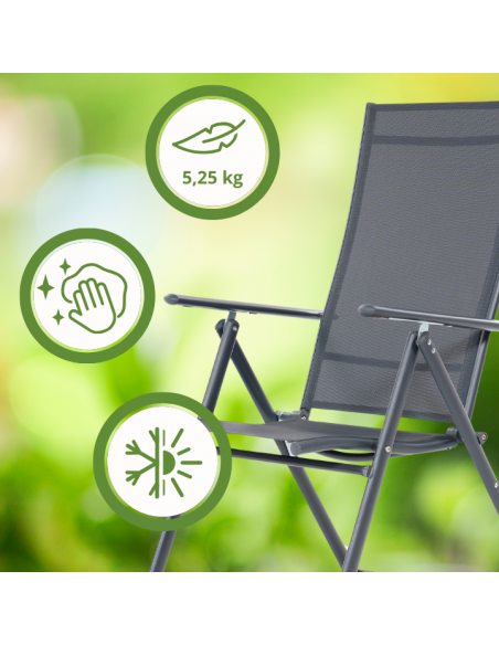 Wygodny zestaw mebli ogrodowych dla 4 osób: stół szklany + 4x fotel regulowany 5905842532526 10