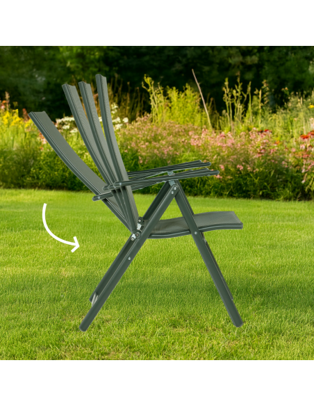 Wygodny zestaw mebli ogrodowych dla 4 osób: stół szklany + 4x fotel regulowany 5905842532526 12