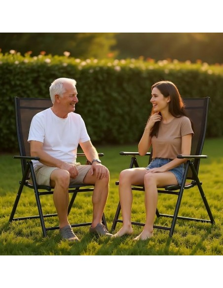 Wygodny zestaw mebli ogrodowych dla 4 osób: stół szklany + 4x fotel regulowany 5905842532526 13