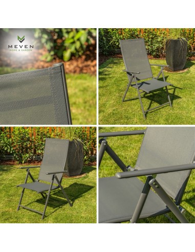 Wygodny zestaw mebli ogrodowych dla 4 osób: stół szklany + 4x fotel regulowany 5905842532526 15