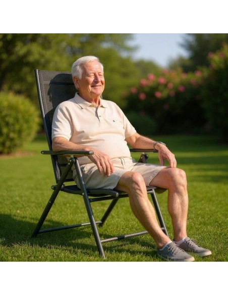 Wygodny zestaw mebli ogrodowych dla 4 osób: stół szklany + 4x fotel regulowany 5905842532526 16