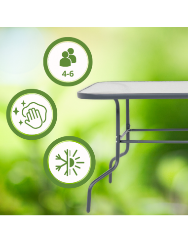 Duży zestaw komplet mebli ogrodowych dla 6 osób: stół szklany + 6x fotel regulowany 5905842532526 5