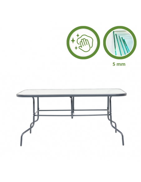 Duży zestaw komplet mebli ogrodowych dla 6 osób: stół szklany + 6x fotel regulowany 5905842532526 7