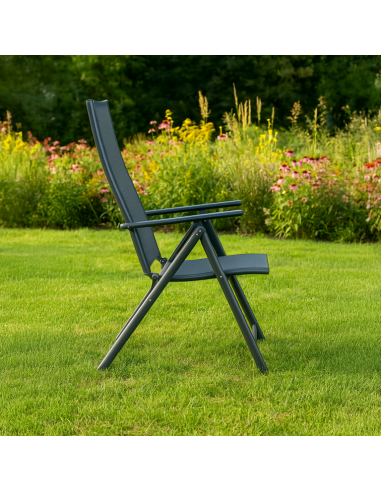 Duży zestaw komplet mebli ogrodowych dla 6 osób: stół szklany + 6x fotel regulowany 5905842532526 11