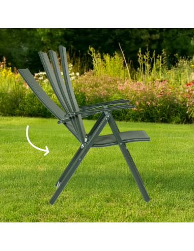 Duży zestaw komplet mebli ogrodowych dla 6 osób: stół szklany + 6x fotel regulowany 5905842532526 12