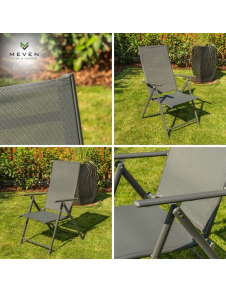 Duży zestaw komplet mebli ogrodowych dla 6 osób: stół szklany + 6x fotel regulowany 5905842532526 15