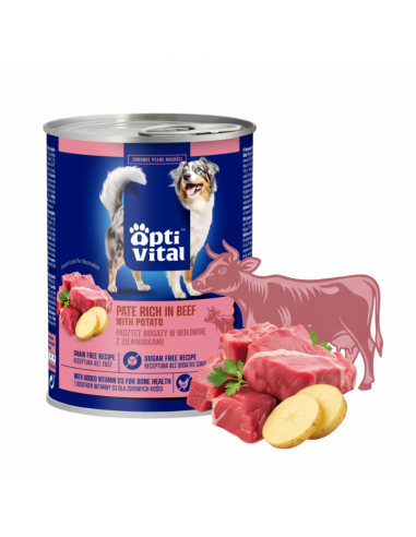 Pasztet dla dorosłych psów z wieprzowiną, bogaty w wołowinę z ziemniakami OptiVital 400 g 5906764003446 13