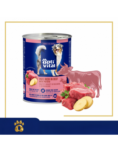 Pasztet dla dorosłych psów z wieprzowiną, bogaty w wołowinę z ziemniakami OptiVital 400 g 5906764003446 14
