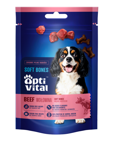 Miękkie kosteczki z wołowiną, przysmak dla psa OptiVital 90 g 5907467782812 7