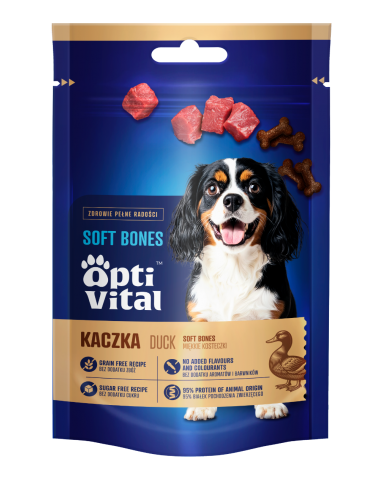 Miękkie kosteczki z kaczką, przysmak dla psa OptiVital 90 g 5907467782829 7
