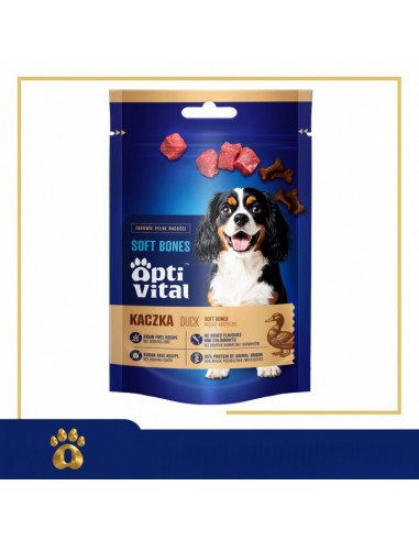Miękkie kosteczki z kaczką, przysmak dla psa OptiVital 90 g 5907467782829 9