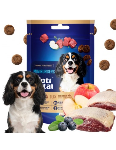 Mięsne miniburgerki z kaczką, jabłkiem i tymiankiem, smaczki dla psa OptiVital 60 g 5907467782799