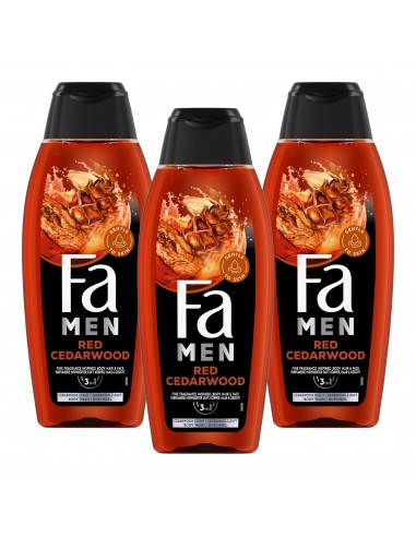 Zestaw męskich żeli pod prysznic 2w1 3x 400ml Fa Men Red Cedarwood 3838824413525