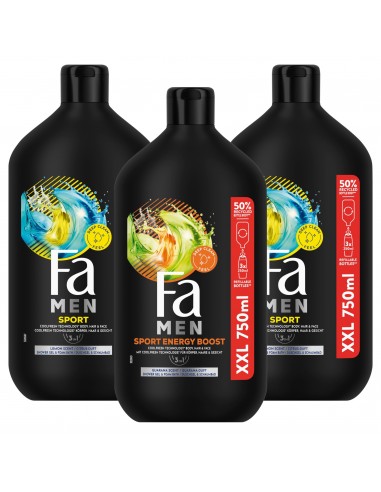 Duży zestaw męskich żeli pod prysznic 2x750 ml Fa Sport + Extreme Sport Energy Boost 9000101609394