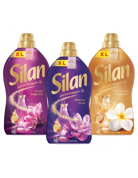 Zestaw koncentratów do płukania tkanin Silan Aromatherapy Lotus + Frangipani + Magnolia 3x1364 ml (186 prań) 9000101582604