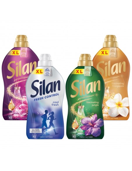 Zestaw 4 płynów do płukania Silan Fresh Control + Frangipani + Magnolia + Jungle 4x 1364 ml 248 prań 9000101581478