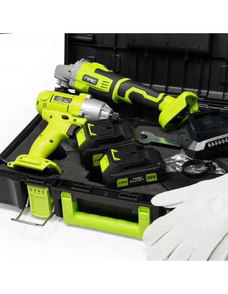 ZESTAW SZLIFIERKA KĄTOWA I ZAKRĘTARKA UDAROWA 20 V NAC SMART NS-SET3-20V 5905842533394 8