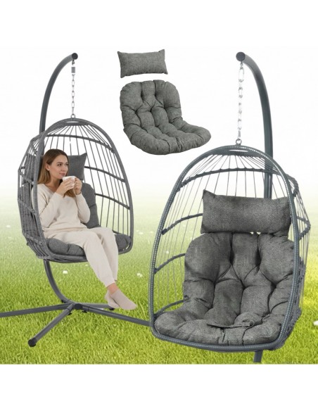 Grafitowy fotel wiszący Lizbona Meven 