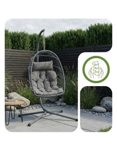 Grafitowy fotel wiszący Lizbona Meven  3