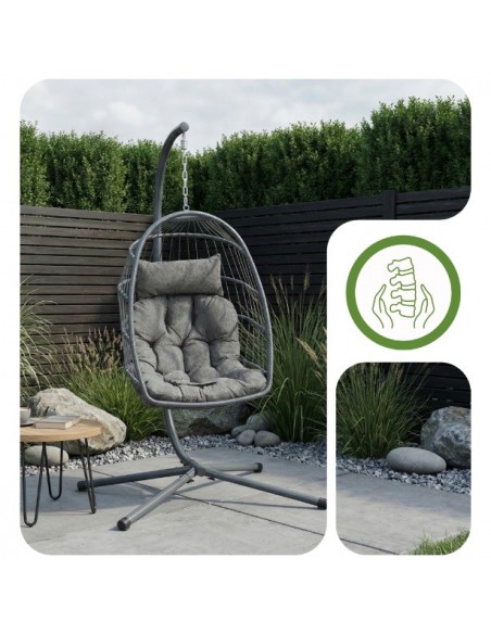 Grafitowy fotel wiszący Lizbona Meven  3