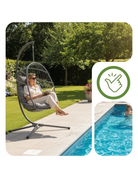 Grafitowy fotel wiszący Lizbona Meven  4