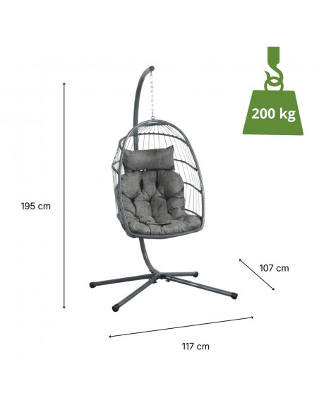 Grafitowy fotel wiszący Lizbona Meven  8