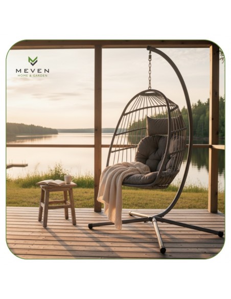 Grafitowy fotel wiszący Lizbona Meven  9