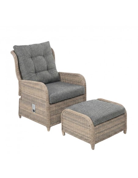 Meble na balkon, taras, do ogrodu dla 2 osób: 2x fotel + podnóżki + stolik Modena Meven  12