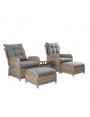 Meble na balkon, taras, do ogrodu dla 2 osób: 2x fotel + podnóżki + stolik Modena Meven  13