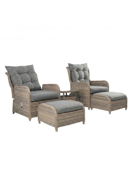 Meble na balkon, taras, do ogrodu dla 2 osób: 2x fotel + podnóżki + stolik Modena Meven  13