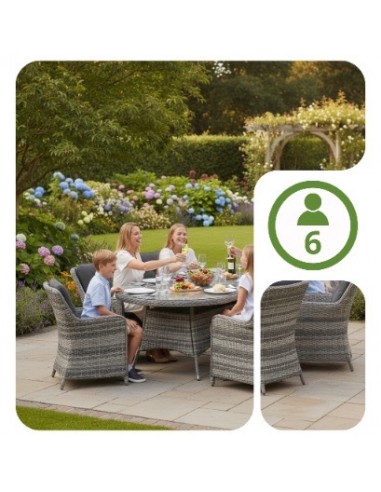 Komplet mebli do ogrodu: okrągły stół obiadowy + 6x fotel Tuluza Meven  6