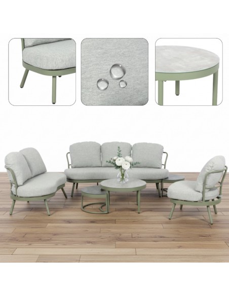 Stylowy zestaw mebli ogrodowych z poduszkami dla 6 osób Burgos Meven  2