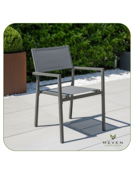 Aluminiowe krzesło do ogrodu grafitowe Grenada Meven 2 szt.  3