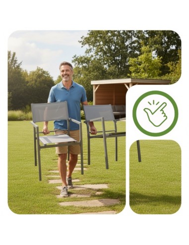 Aluminiowe krzesło do ogrodu grafitowe Grenada Meven 2 szt.  6