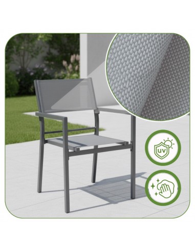 Aluminiowe krzesło do ogrodu grafitowe Grenada Meven 2 szt.  7