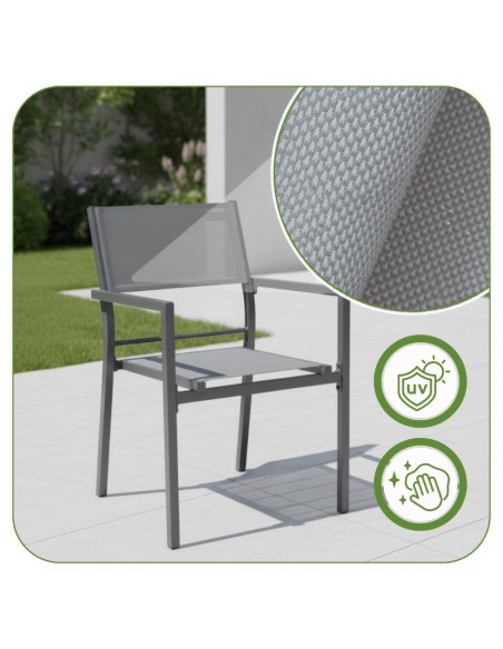 Aluminiowe krzesło do ogrodu grafitowe Grenada Meven 2 szt.  7