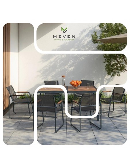 Zestaw grafitowych mebli do ogrodu: stół obiadowy + 6x krzesło Murcja Meven  2
