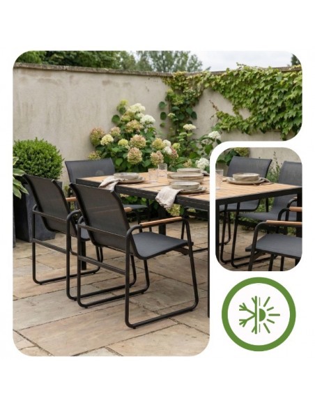 Zestaw grafitowych mebli do ogrodu: stół obiadowy + 6x krzesło Murcja Meven  4