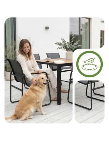 Zestaw grafitowych mebli do ogrodu: stół obiadowy + 6x krzesło Murcja Meven  5