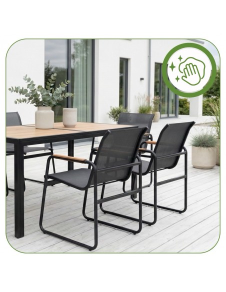 Zestaw grafitowych mebli do ogrodu: stół obiadowy + 6x krzesło Murcja Meven  6