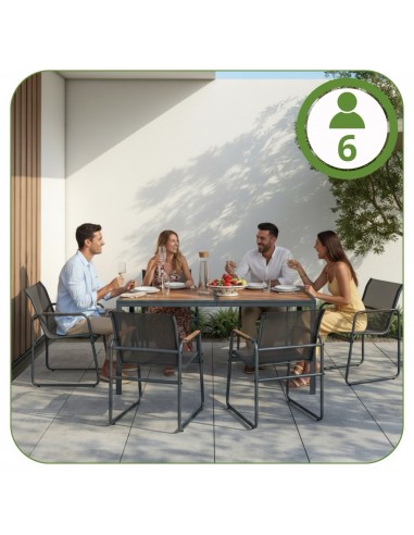 Zestaw grafitowych mebli do ogrodu: stół obiadowy + 6x krzesło Murcja Meven  7