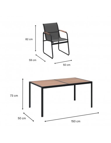 Zestaw grafitowych mebli do ogrodu: stół obiadowy + 6x krzesło Murcja Meven  12