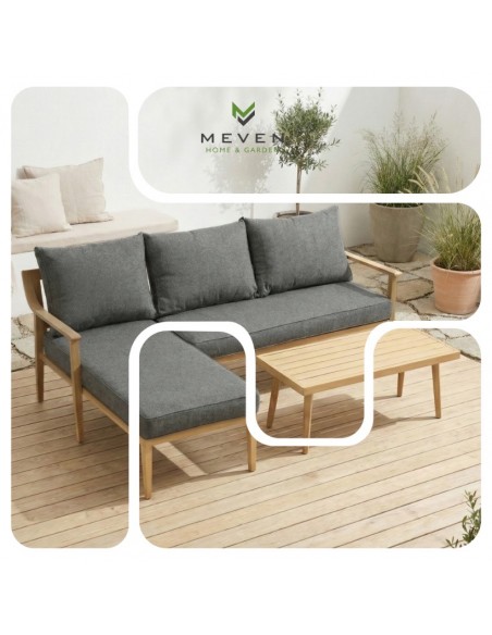 Skandynawskie meble do ogrodu, na taras: narożnik + stolik kawowy Ankona Meven 